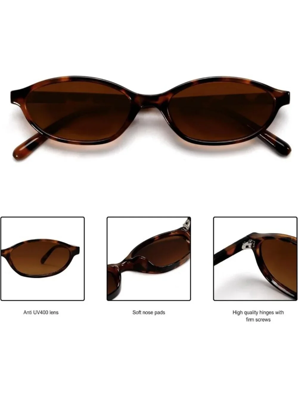 Retro Cat Eye Sunglasses for Women - 90s Oval Shades with UV Protection